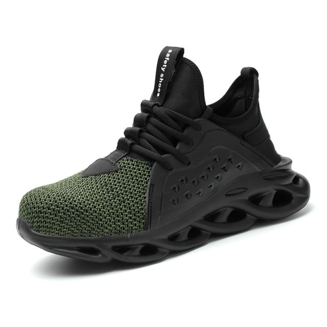 

Рабочая защитная обувь для мужчин, летние дышащие ботинки, рабочие кроссовки со стальным носком, устойчивые к ударам, для строительства 41 зелёный