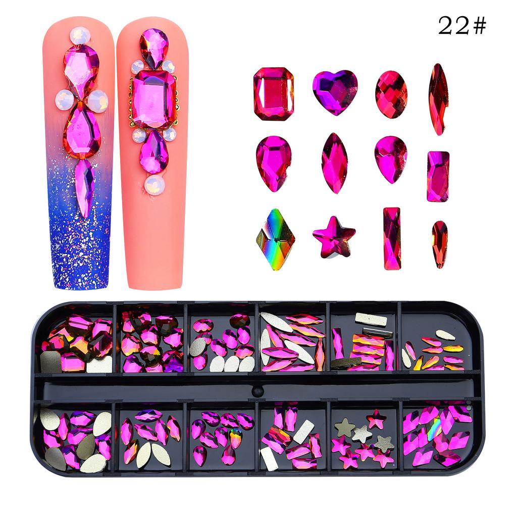 New 12 Grid Nail Drill Irregular Flat Bottomed Rhinestone AB Nail Accessory Nail Decoration