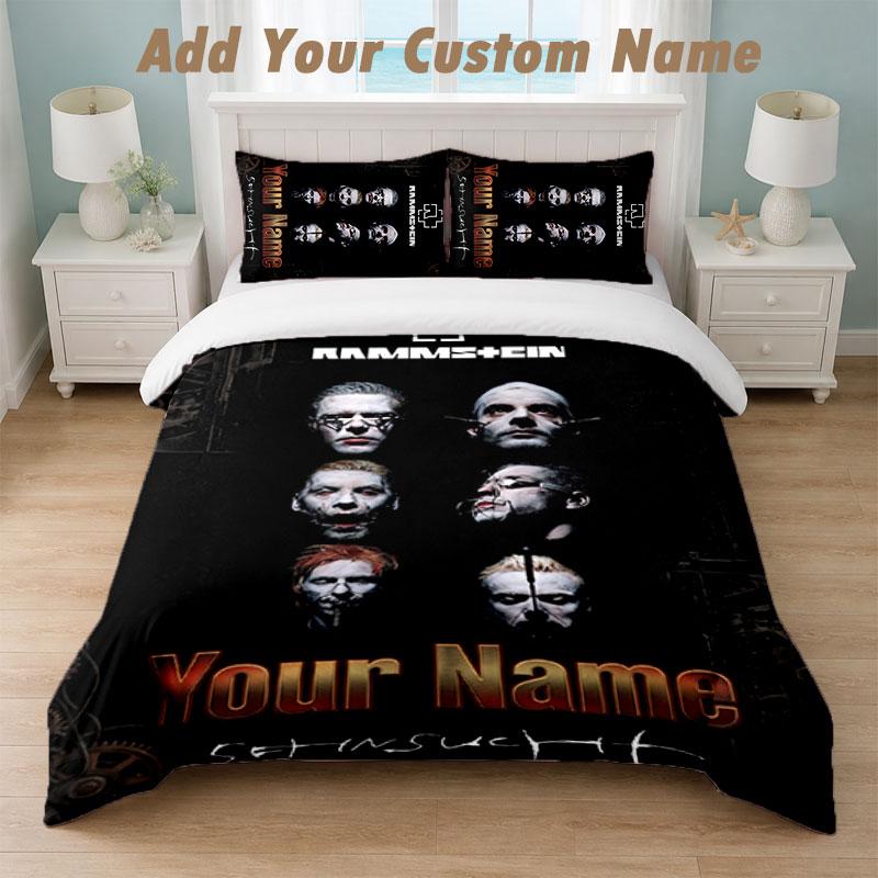 Bedding Set 1 Duvet Cover 2 Pillowcases Rammstein Print Soft Bed Linen Bedroom Decor