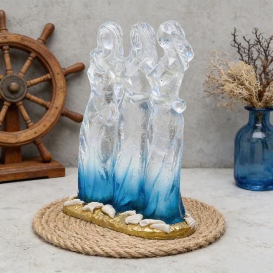 Sea Glass Style Sisters Friendship Figurine Resin 2/3/4 Sisters Hugging Sculpture Memorial Keepsake Gift for Sister Best Friend Woman