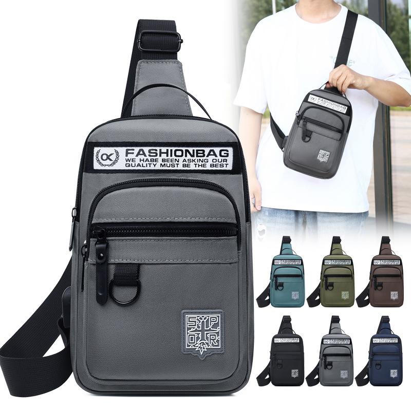 Breast Bag Men's New Lightweight and Trendy Oxford Cloth Shoulder Backpack Outdoor Sports and Leisure Fashion High-end Messenger Bag