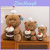 Cute Cartoon Chef Teddy Bear Holding Cake Plush Toy Doll For Kids Bedroom And Gift