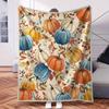 Autumn Pumpkin Watercolor Leaf Berry Harvest Scene Soft Cozy Throw Blanket for Sofa Bed Seasonal Charm
