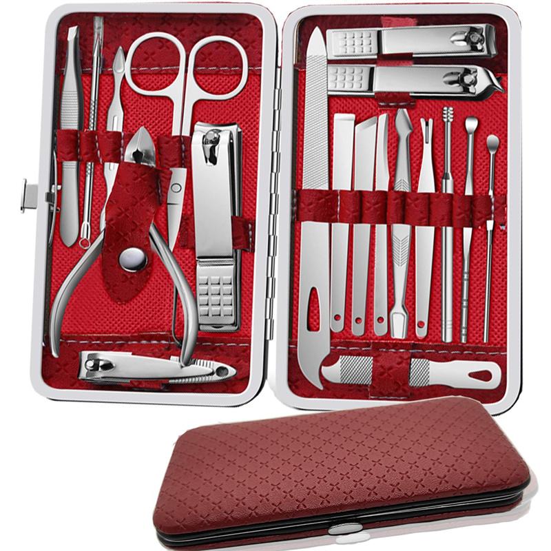 19PCS Manicure Set Pedicure Nail Scissors Tool Nail Clipper Set Stainless Steel Manicure Cutter Trimmer Ear Spoon Nail Clipper