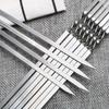 10pcs 38cm Stainless Steel Skewers Flat Meat BBQ Skewers Outdoor BBQ Barbecue Skewer Roasting Fork