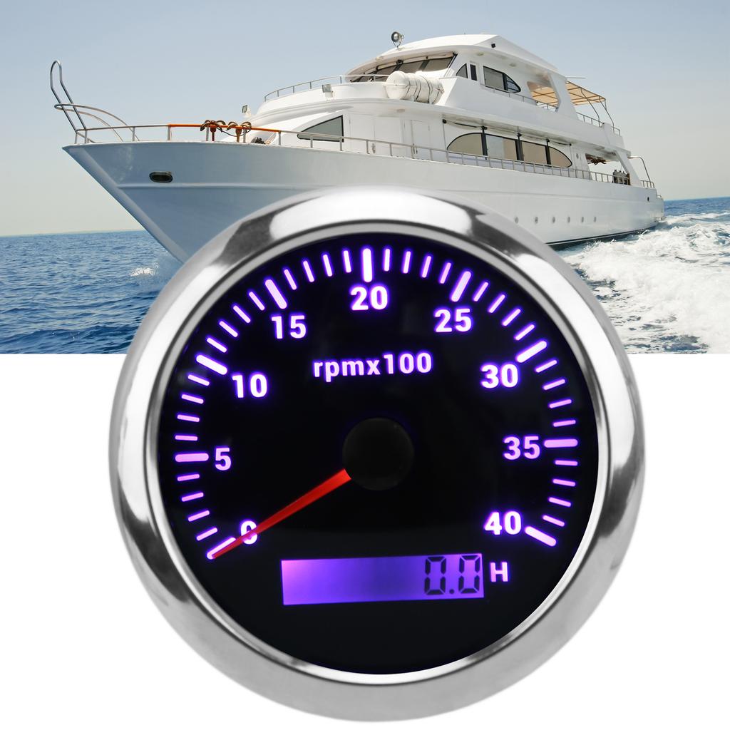 85mm Tachometer Gauge 4000RPM IP67 Waterproof with 7 Color Backlight for Car Boat RV Yacht