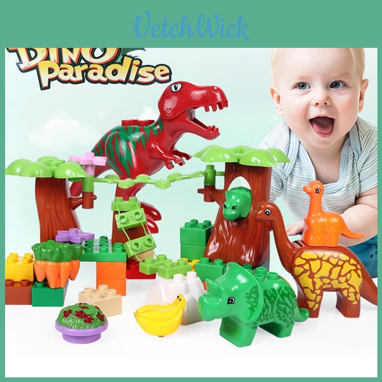 40 Piezas Paraíso de Dinosaurios Temático Set de Bloques de Construcción de Ensamblaje Juguetes de Rompecabezas para Niños Para el Desarrollo Cognitivo