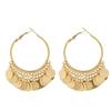 Exaggerated Gold Tassel Hoop Earrings: European & American Niche Design for Women