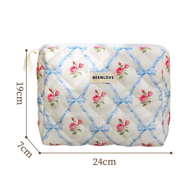 Butterfly Love Quilted Octagonal Cosmetic Bag with Bow & Cherry Design