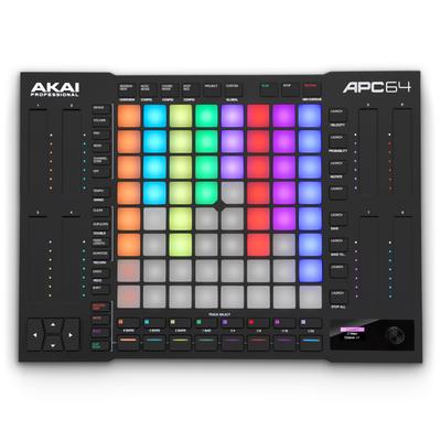AKAI Professioneller Ableton MIDI-Controller Sampler mit Step-Sequenzer 64 anschlagsdynamische RGB-Pads Finger Drums MIDI mit 8 Touch Strips APC64