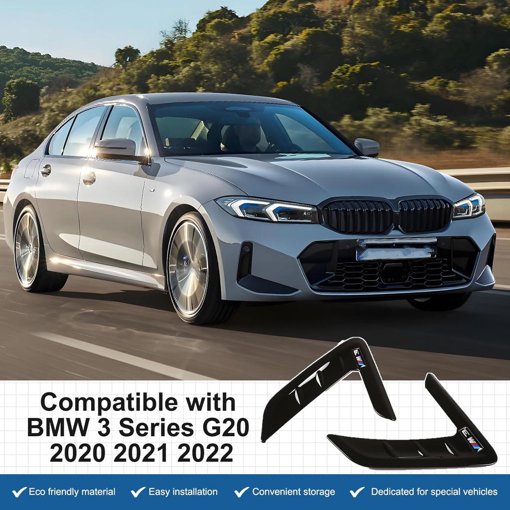 Front Fender Side Air Flow Fender Vent Cover Trim Compatible with BMW 3 Series G20 2020 2021,Side Wing Air Vent Hood Intake Fender Cover Trim