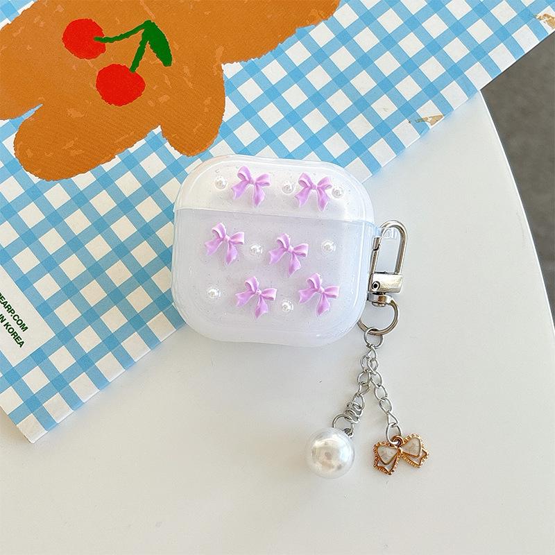 Pearl Bow Earphone Cover For Apple Airpods 4 Bluetooth Protective Case Airpods Pro Bow Pendant