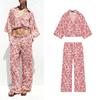 Print Vacation Style Lapel Casual Short Top 3408587 Vacation Style Print Wide Leg Pants 3401587