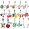 Copper Fruit Series Charms Lucky Clover Cherry Pitaya Lemon Pendants Fit Original Bracelet Jewelry Diy Marking Gift