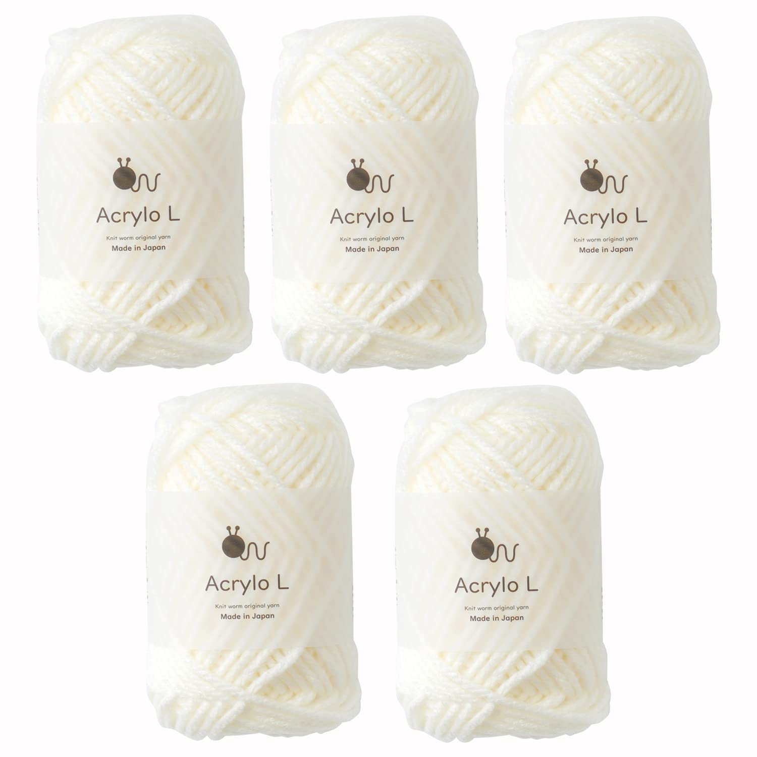 

Raw Wool Acrylo Extra 50g Made in Set of 5 Yarn, L, Thick, (approx. 55m), Japan, (1. White)