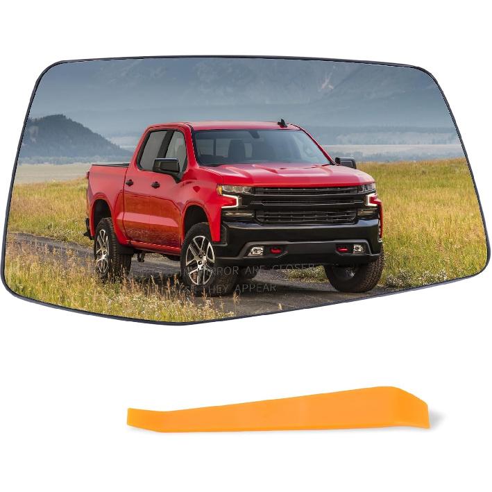 Right Passenger Side Mirror Glass Compatible With      2024 2025Chevy Silverado 1500 GMC Sierra 1500 With Backing Plate Heated (With A Tool) Replace#