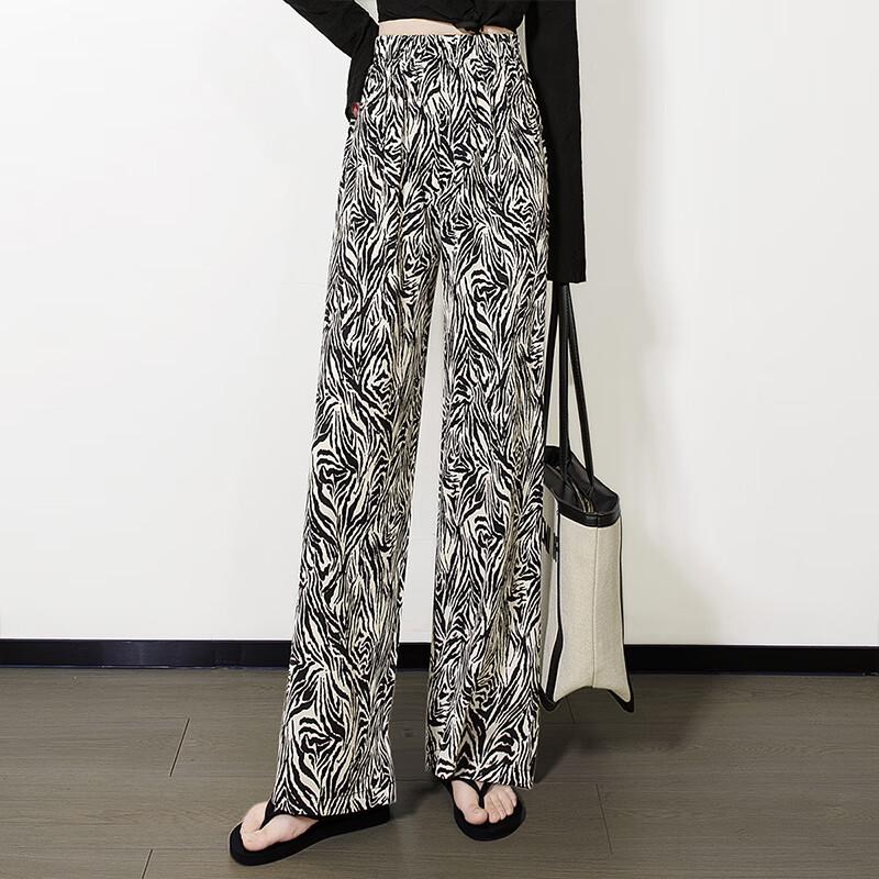 Women s Patterned High-Waist Wide-Leg Casual Pants One Size