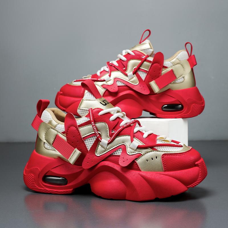 

Мужские трендовые кроссовки Clunky для активного отдыха, нескользящие, дышащие, повседневные, спортивные кроссовки, удобная рабочая обувь 46 красный