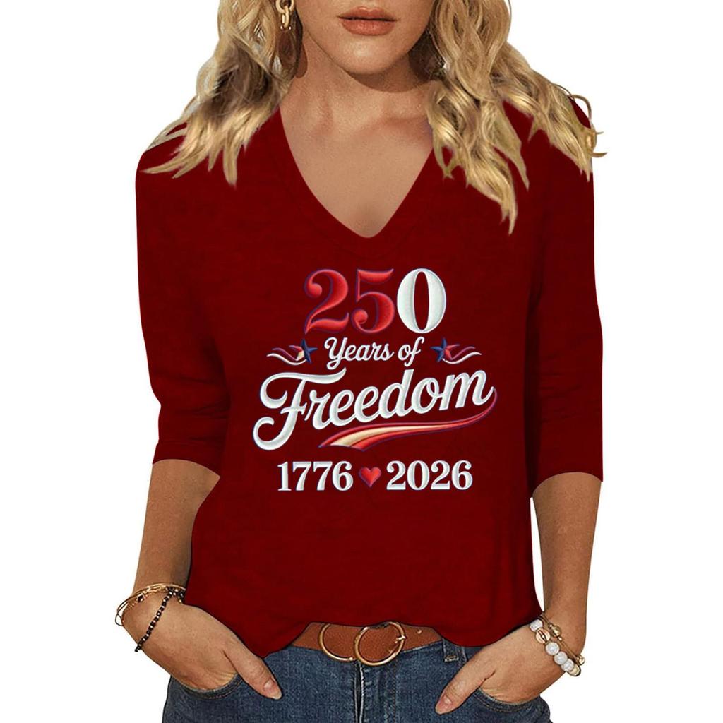 Women's Fashion Casual Independence Day Print Top