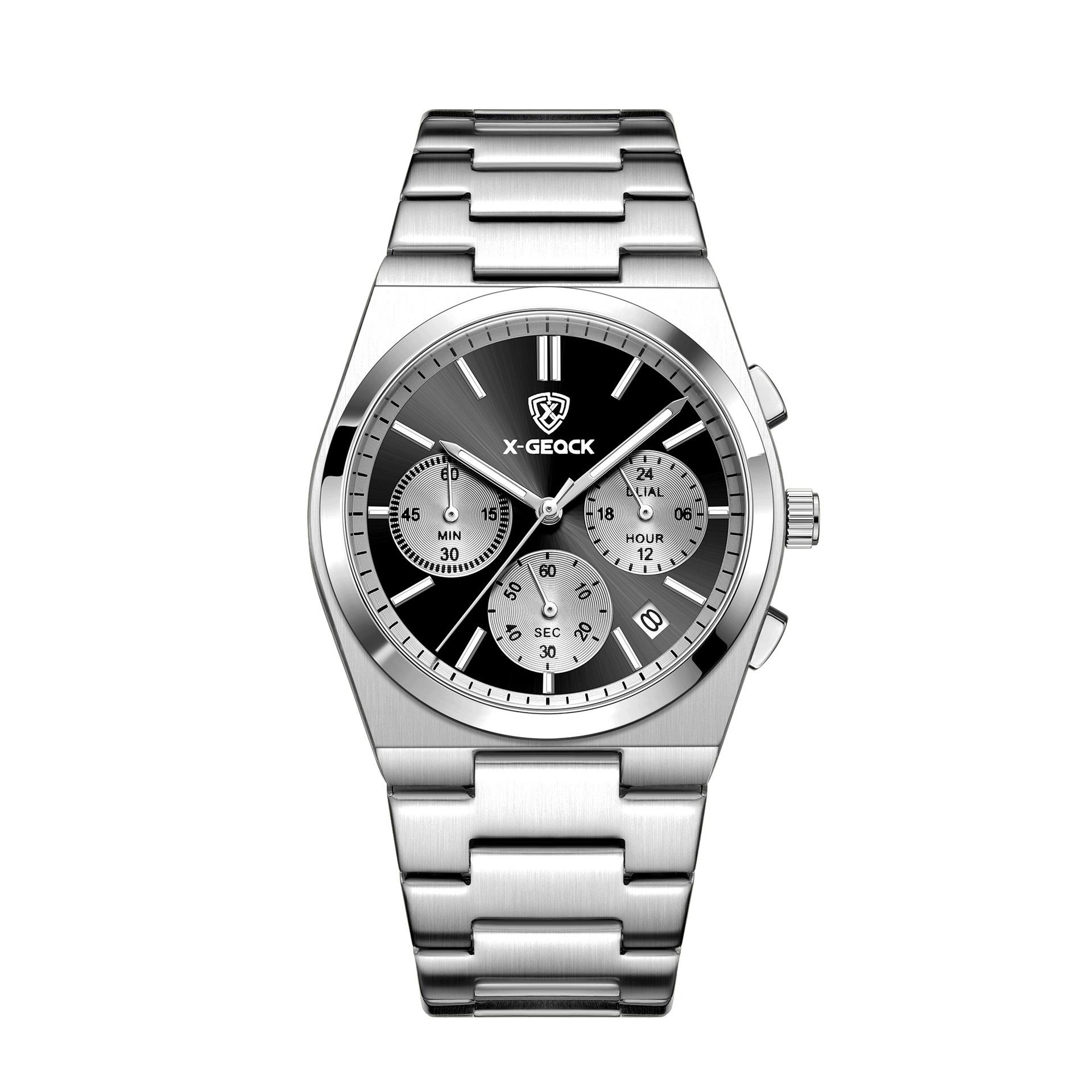Men S Stainless Steel Three-Eye Six-Hand Chronograph Watch Luminous Multi-Function Trendy Male Pilot Codewatch Business Watch