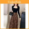 Elegant Fall Wool Blend Dress Suit Set With Pleated Buttons For Womens Chic Look