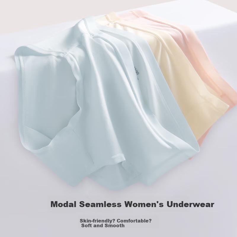 Nanjiren [40 Modal] Women's Underwear, Seamless Antibacterial Triangle Panties, Breathable for Women, Summer Style, 4 Pieces