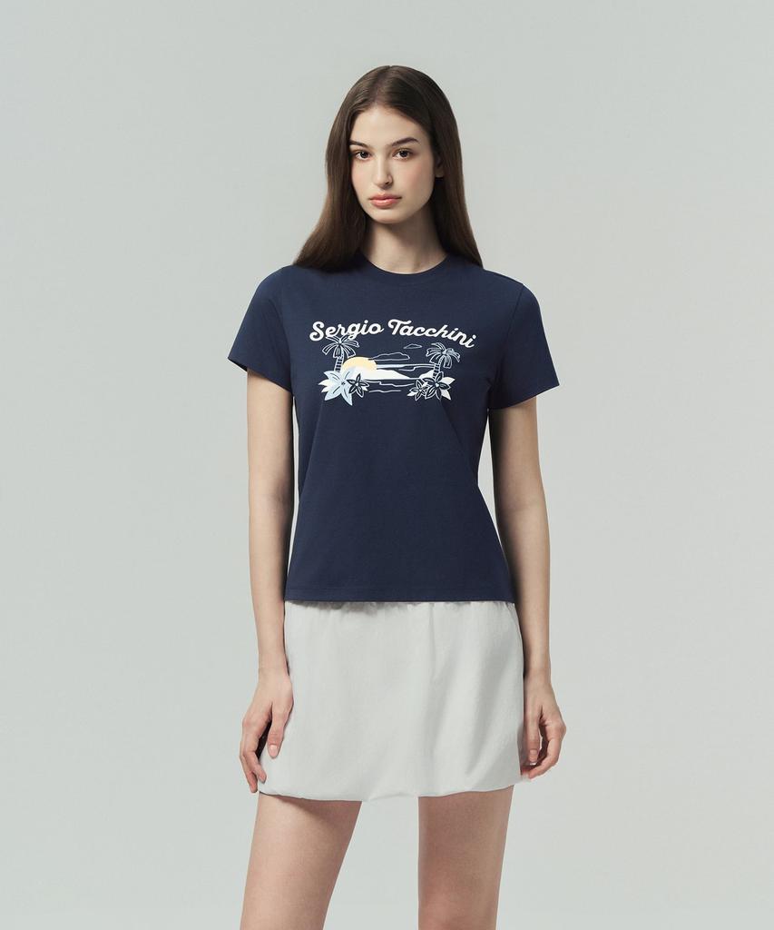 SERGIO TACCHINI W Cool Match Graphic Short Sleeve T-Shirt (Navy)