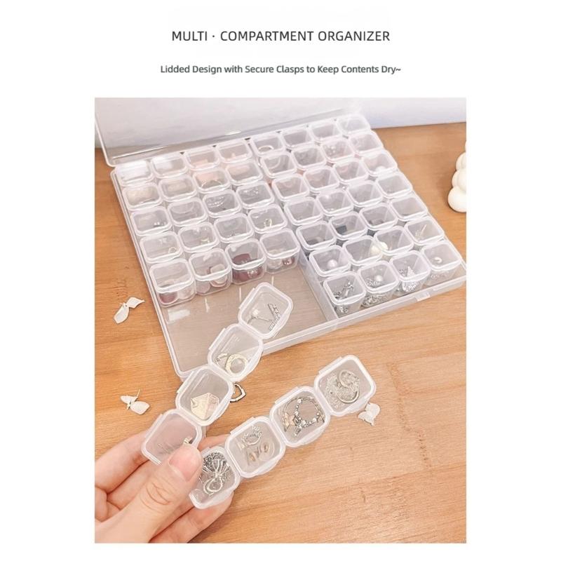 Clear Jewelry Storage Box with Lid, Compartment Case for Rings Earrings and Pendants, Vanity Display and Dresser Use