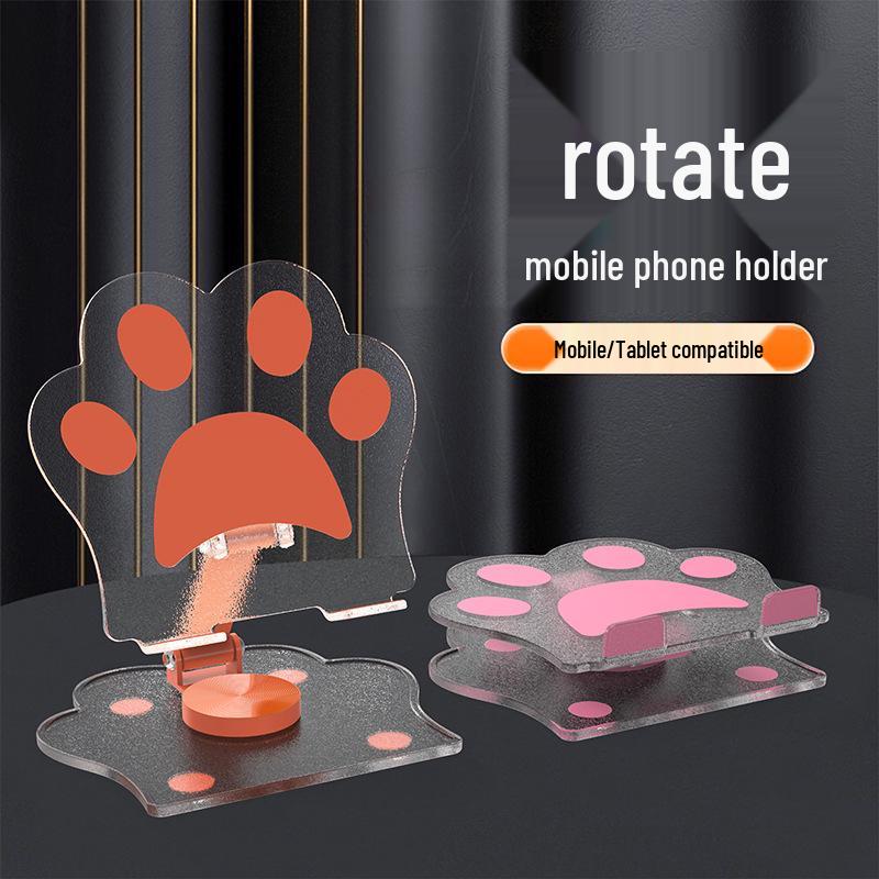 Rotatable 360° Cartoon Cat Paw Transparent Mobile Phone & Tablet Stand