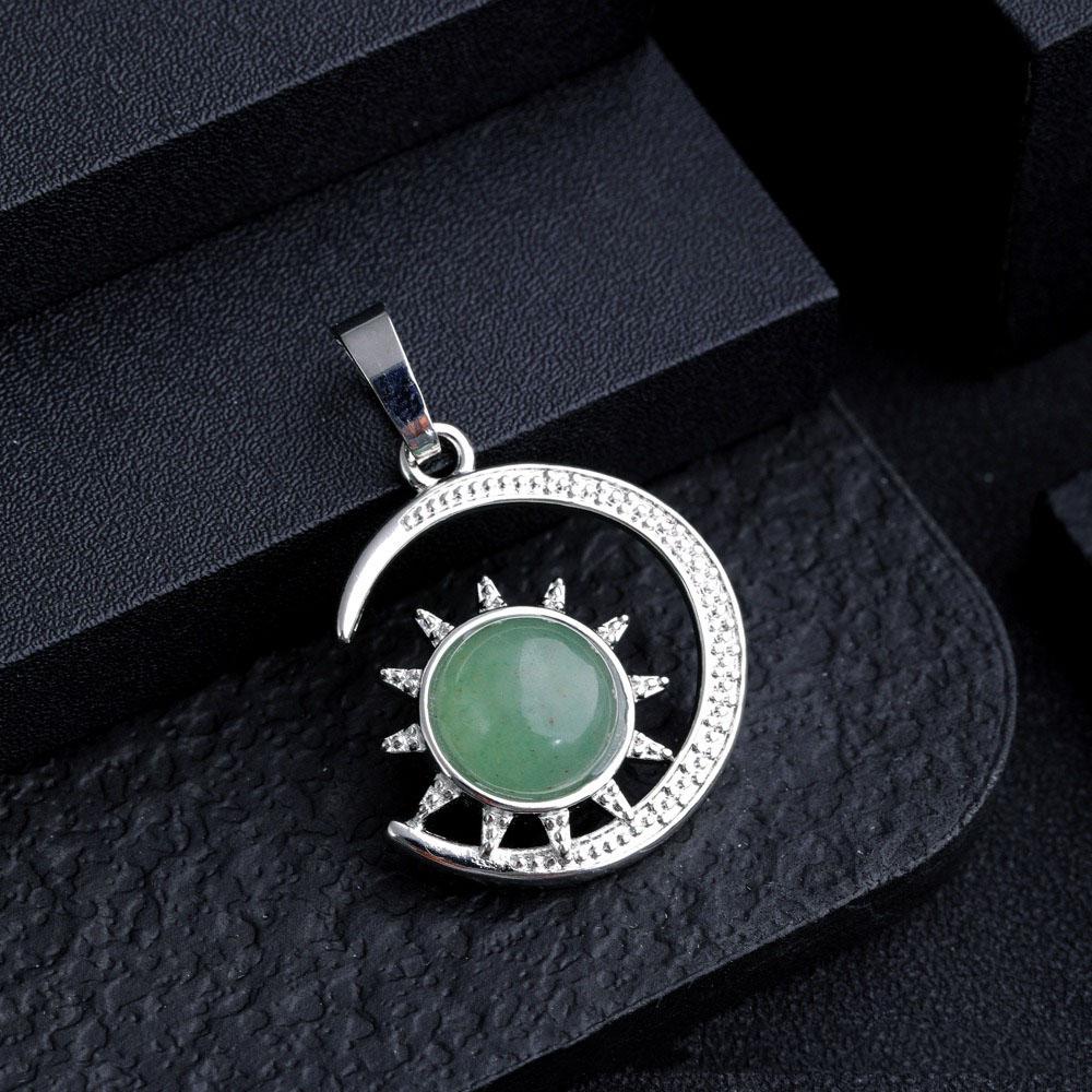 Sun and Moon Design Women's Pendant Necklace with natural Stone Boho Style Beach Vocation Jewelry Gift Moon Sun Necklace Occult