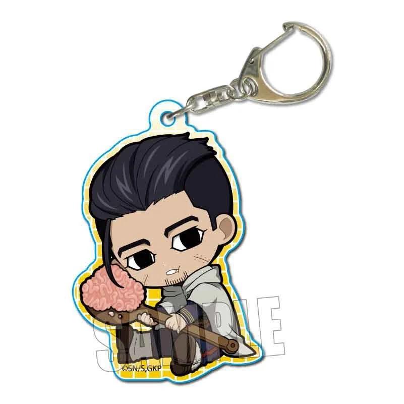 Golden Anime Kamuy Saichi Sugimoto Asirpa Acrylic Pendant Keychains Car Key Chain Key Ring Phone Bag Hanging Jewelry