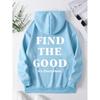 Women's Loose Hoodie with Letter Print and Kangaroo Pocket