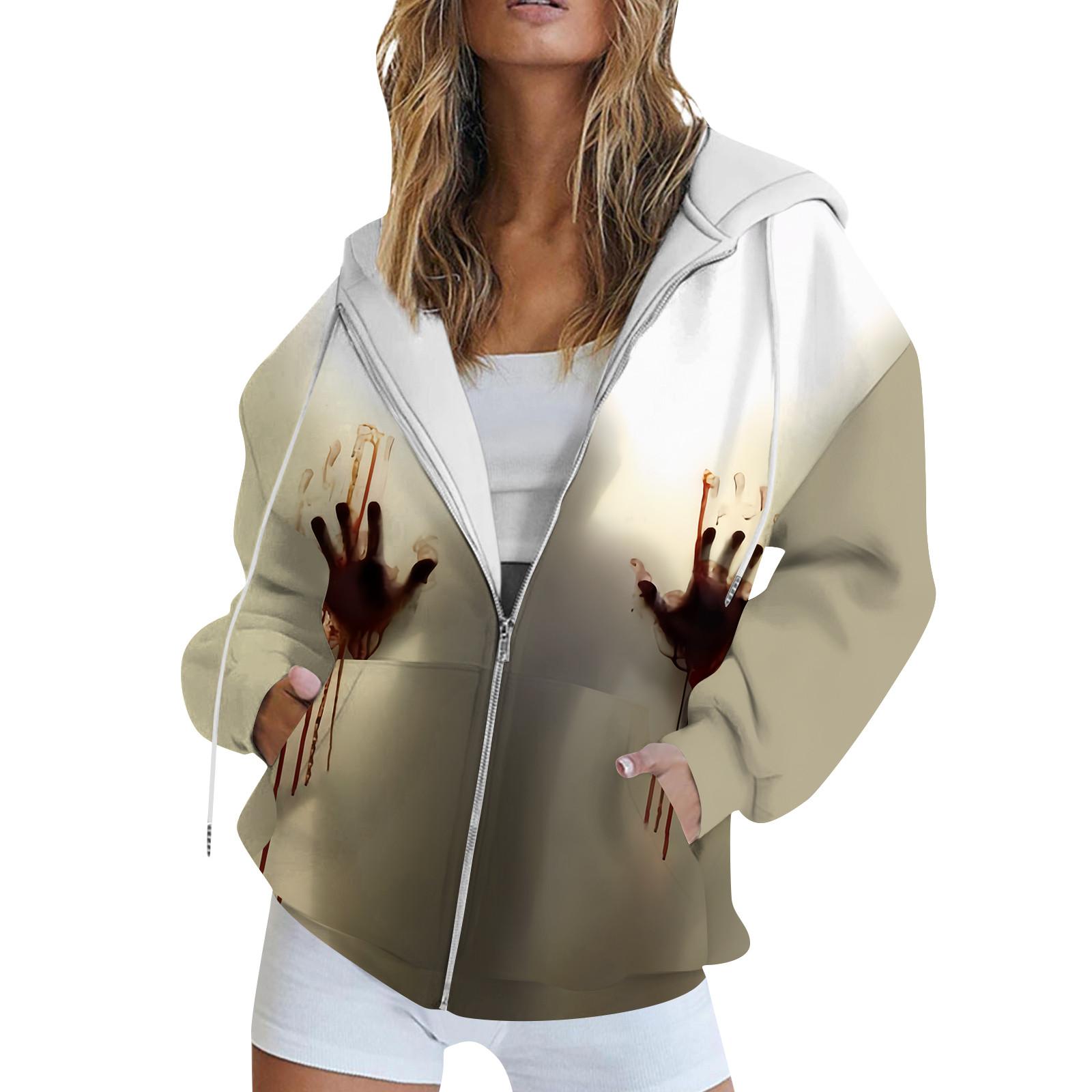 

Женская толстовка с длинным рукавом и принтом, куртка с длинными рукавами и карманами, на молнии, пальто с капюшоном XXL хаки