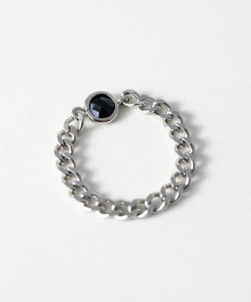 Merrymotive Black Crystal Pendant Surgical Chain Ring
