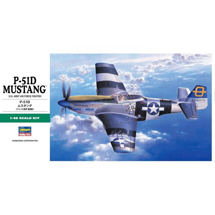 Hasegawa 1/48 U.S. Army P-51D Mustang Plastic Model Kit JT30, Standard Color, Medium