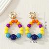Popular Rainbow Beaded Women's Long Fringed Earrings Personalized Color Stud Earrings Pendant Popular Accessories