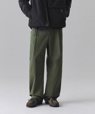 [City Leisure] Cn One-Pleat Wide Elastic Waist Pants [Khaki]