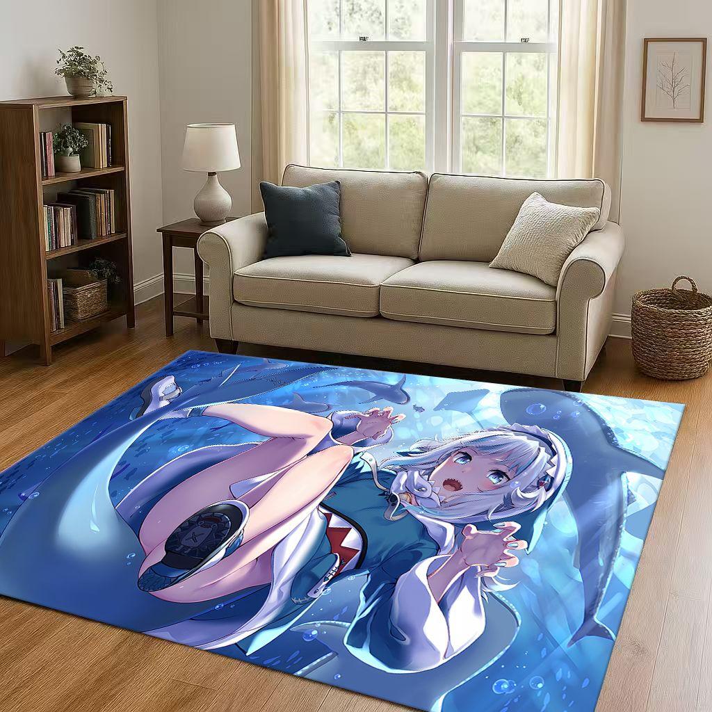 Anime Gawr Gura Hololive Cartoon Cute Girl Living Room Non Slip Area Rug Carpet for Bedroom Playroom Sofa,Home Decor Doormat