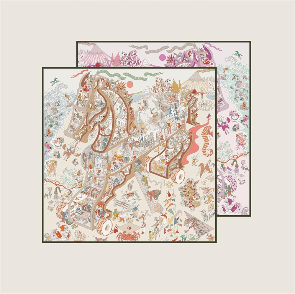 Silk Scarves Wraps Double Printed Twill Silk Scarf Women Shawls Luxury Design Hijabs Fashion Square Curled Shawl 90Cm