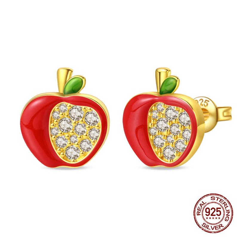 Original 100% S925 Silver Sweet Cherry Strawberry Sweetheart Avocado Women's Earrings Engagement Anniversary Gift