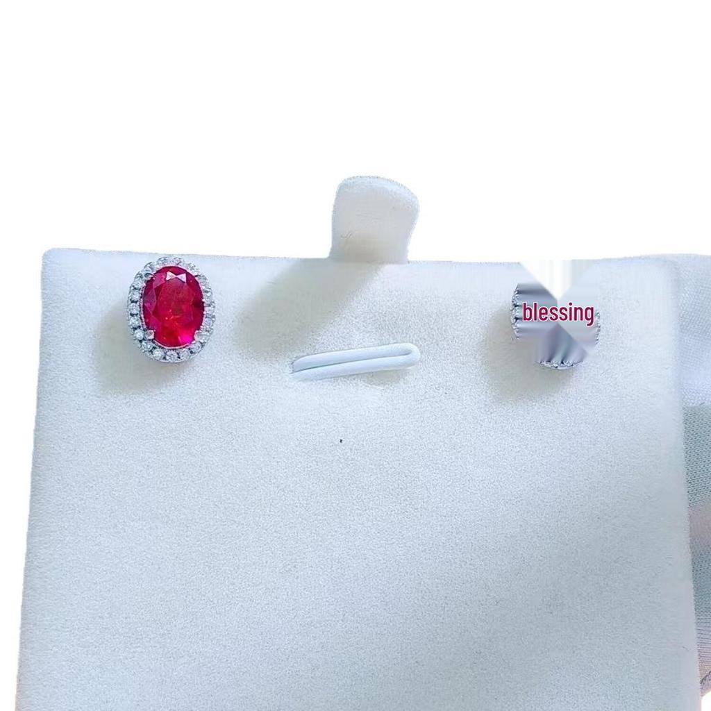 Simulated Pigeon Blood Red Ruby Jewelry Set: Ring, Earrings, and Pendant Necklace