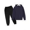 2025 Autumn Fleece-lined Kids' Solid Color Hoodie Set with Logo