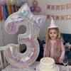 40Inch Transparent Colorful Digital Balloon with Bow Foil Balloon Kit for Kids Girl Boy Unicorn Birthday Party Decoration Gifts