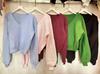 Cross-border knitted women's clothing Europe, America, Amazon 2023 autumn new solid color V-neck lantern long-sleeved pullover sweater
