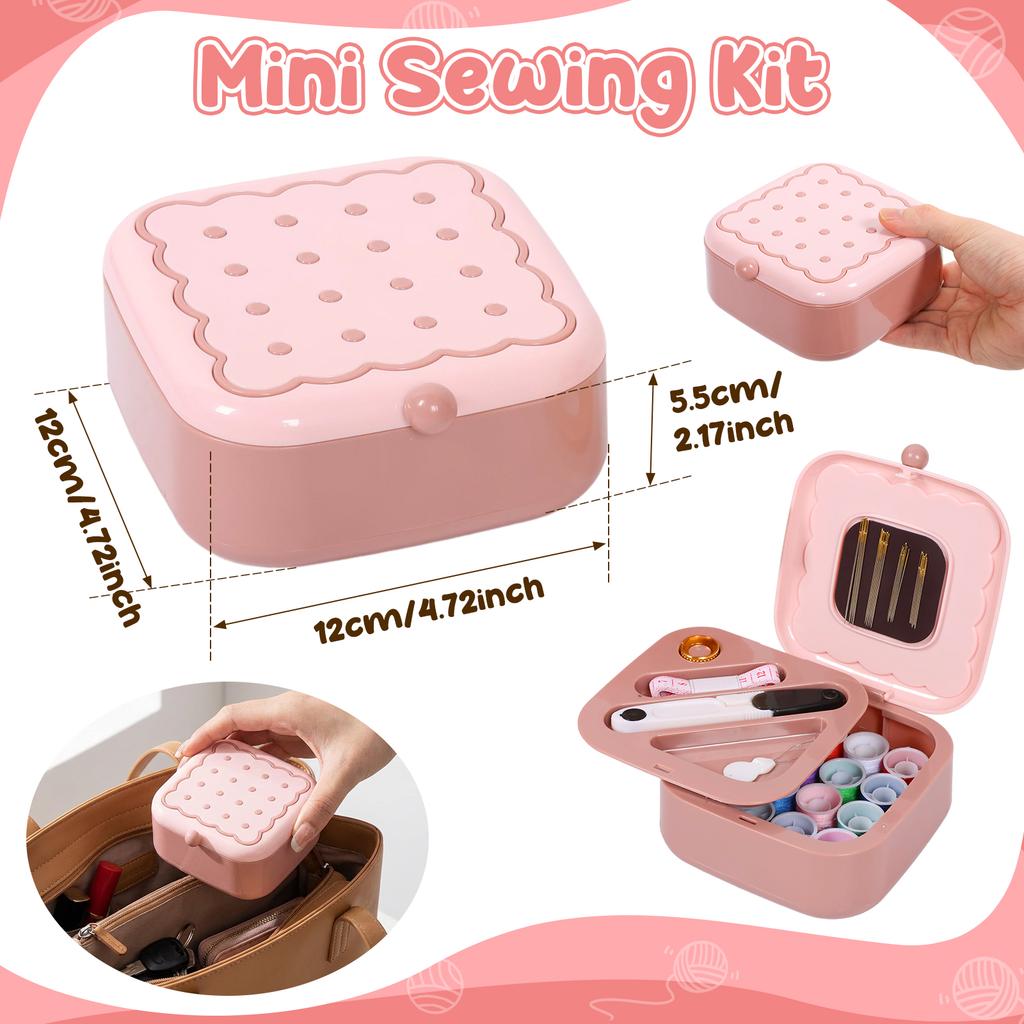 Small Sewing Kit with Storage Box Cute Portable 2 Layer Organizer Magnetic Needle and Thread Kit with Case Home Clothes Repair