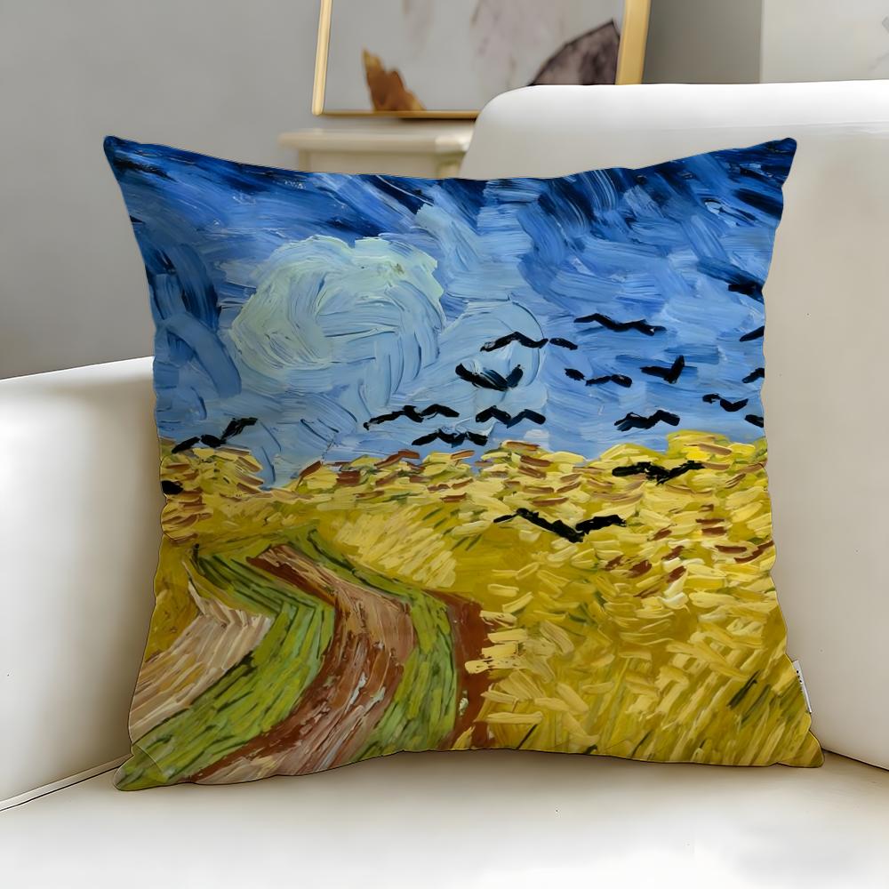 Classic Painter Van Gogh Cushion Cover Soft & Easy-Wash Pillow Case – Versatile for Couch, Bed, Travel and Office