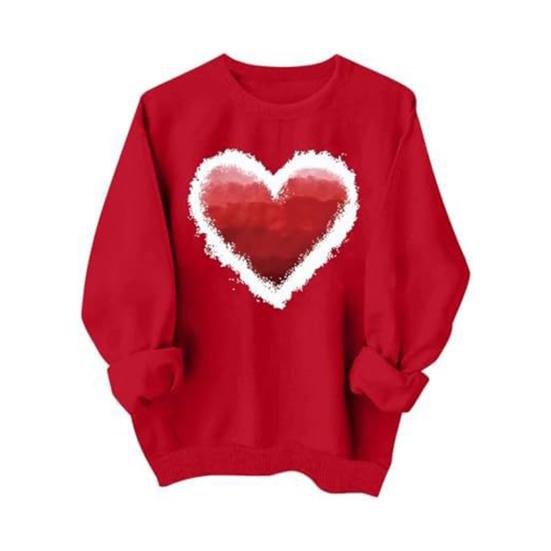 Valentinstag Sweatshirt für Damen Liebesherz Grafik Pullover Rundhalsausschnitt Oberteile Herbst Lässige Langarmshirts
