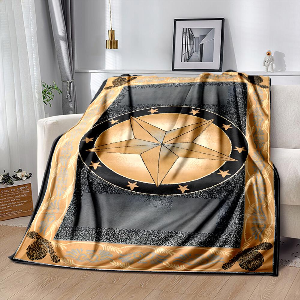 1PC Vintage Pentagram Print Blanket,Gifts for Son Teen Husband,Soft Flannel Family Blanket Bedroom Sofa Bed Shawl Blanket,Gift