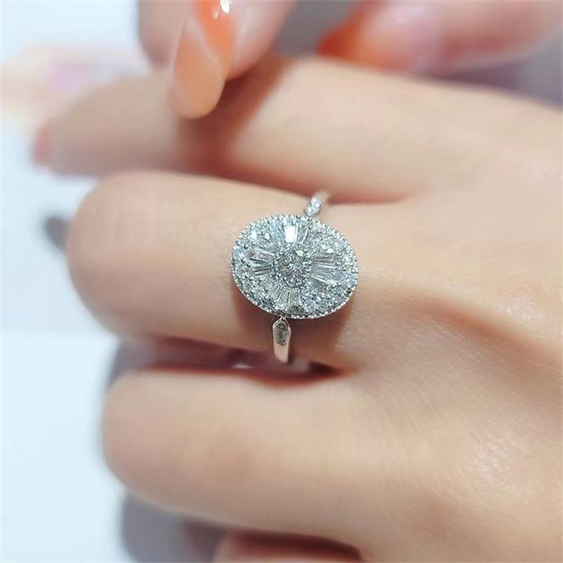 Exquisite Oval Diamond Adjustable Ring - Women s Fresh, Versatile, Simple Style Adjustable