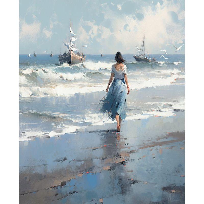 

CHENISTORY Paint By Number Beach Couples Girl Drawing On Canvas Wall Art Picture Coloring By Numbers Home Decoration Painting 30x20cm no frame